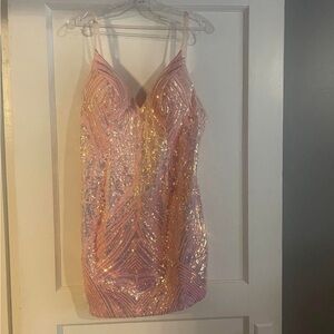 Pink Sequin Mini Dress